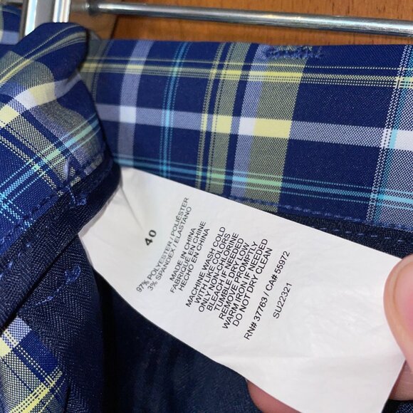 Jack Nicklaus Plaid Golf Shorts Size 40 Blue/Yellow Adjustable Waist - Picture 5 of 7